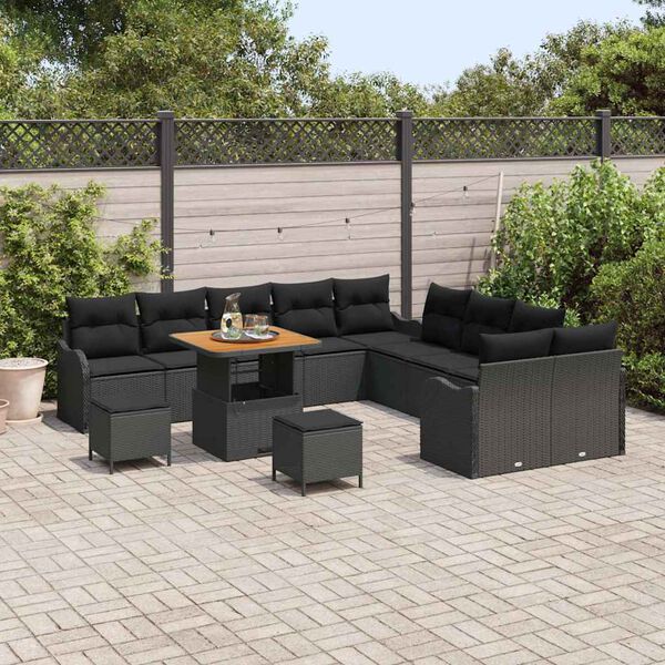 vidaXL Garten-Sofa-Set 13 pcs Schwarz Poly-Rattan