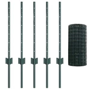 vidaXL Euro-Zaun mit Pfosten 10 x 0,6 m PVC-beschichteter Stahl Gr&uuml;n