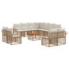 vidaXL Outdoor-Sofagarnitur 12 stk. 11-Sitzer Natur und Cremewei&szlig;