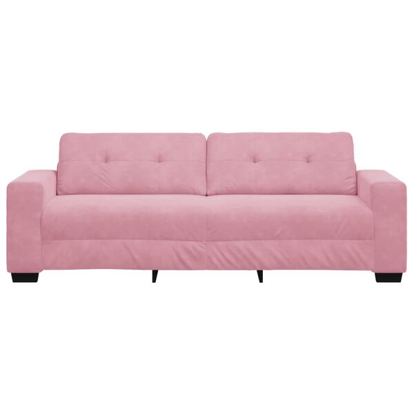 vidaXL | 3-Sitzer-Sofa | mit Kissen Rosa Samt