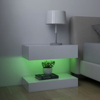 vidaXL LED-Nachttische 2 Stk. Weiß 60x35 cm Holzwerkstoff