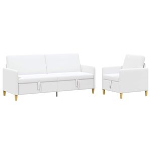 vidaXL Sofa Set mit Stauraum 2 pcs Wei&szlig; Polyester
