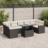 vidaXL 8-tlg. Garten-Sofagarnitur mit Kissen Schwarz Poly Rattan