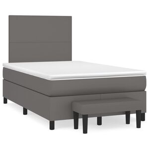 vidaXL Boxspringbett mit Matratze Grau 120x200 cm Kunstleder