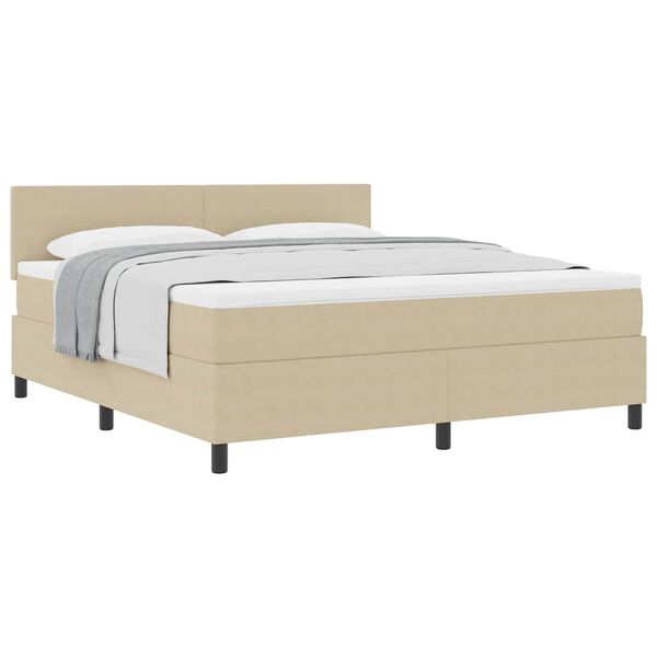 vidaXL Boxspringbett Hellgrau und Wei&szlig; 203 x 180 x 88 cm Cordstoff