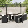 vidaXL Garten Essgruppe mit Kissen 5 pcs Schwarz Poly-Rattan
