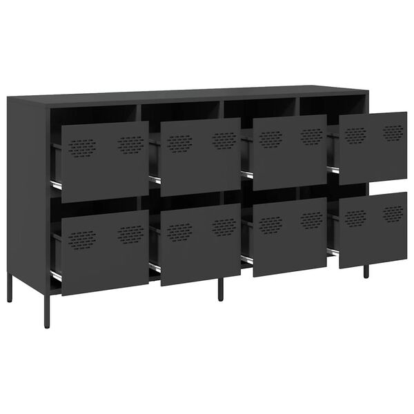 vidaXL Sideboard Schwarz 135x39x73,5 cm Kaltgewalzter Stahl