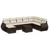 vidaXL 8-tlg. Garten-Sofagarnitur mit Kissen Braun Poly Rattan