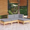 vidaXL 4-tlg. Garten-Lounge-Set mit Grauen Kissen Kiefer Massivholz