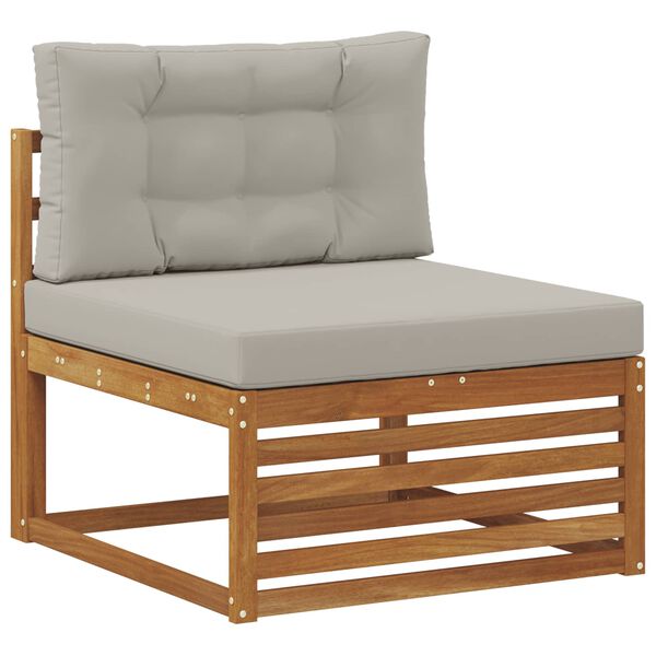 vidaXL Outdoor-Sofagarnitur mit Kissen 10 pcs Nat&uuml;rlich und Hellgrau