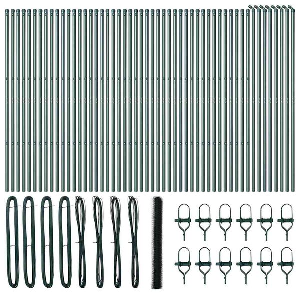 vidaXL Zaun mit Pfosten Grün 1,6 x 100 m PVC-beschichteter Stahl