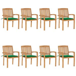 vidaXL Stapelbare Gartenst&uuml;hle mit Kissen 8 Stk. Massivholz Teak