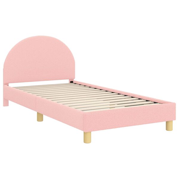 vidaXL Kinderbettgestell mit Kopfteil Rosa 90 x 190 cm Schafstoff