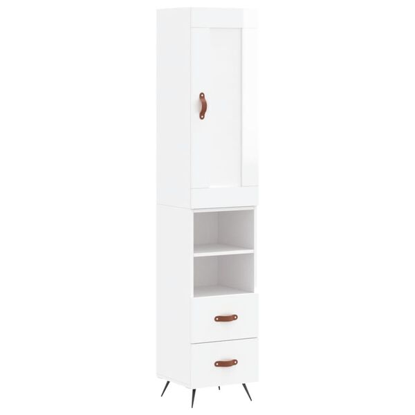 vidaXL Highboard Hochglanz-Weiß 34,5x34x180 cm Holzwerkstoff