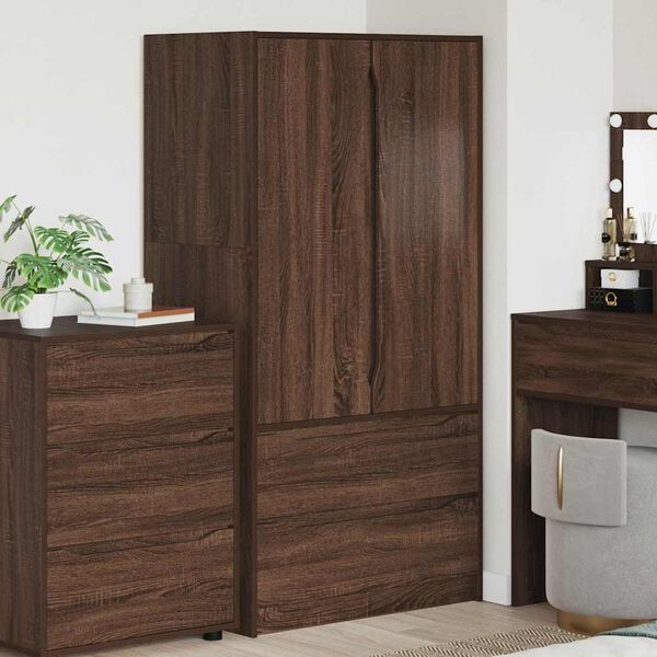 vidaXL Badezimmerschrank mit T&uuml;r Braun Eichen-Optik 79,5 x 49 x 156 cm