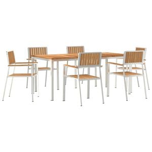 vidaXL Outdoortisch-Set 7 pcs Braun Massivholz Teak