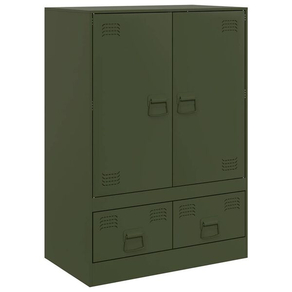 vidaXL Highboard Olivgr&uuml;n 67x39x95 cm Stahl