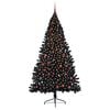 vidaXL K&uuml;nstlicher vorbeleuchteter Weihnachtsbaum Schwarz 210 cm PVC