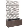 vidaXL Hochbeet mit Rankgitter 3 T&ouml;pfe 83&times;30&times;130cm Poly Rattan Braun