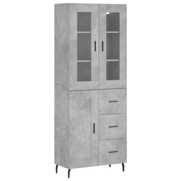 vidaXL Highboard Betongrau 69,5x34x180 cm Holzwerkstoff