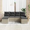 vidaXL Sofa Set mit Kissen mit Speicher 6 pcs Hellgrau Poly-Rattan