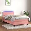 vidaXL Boxspringbett mit Matratze & LED Rosa 100x200 cm Samt