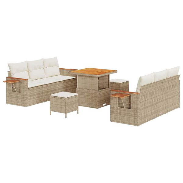 vidaXL Garten-Sofa-Set mit Kissen 9 pcs Beige und Creme