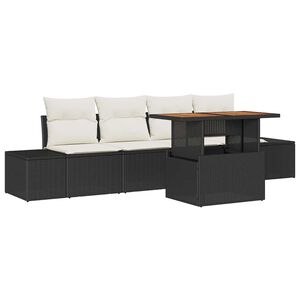 vidaXL Gartensofa-set 5 Stk. Schwarz und Creme