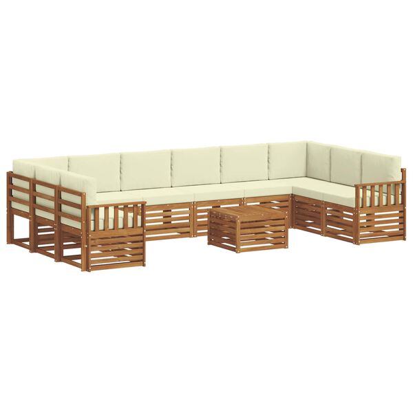 vidaXL Sofagarnituren 11 pcs Natur und Creme Massivholz Akazie