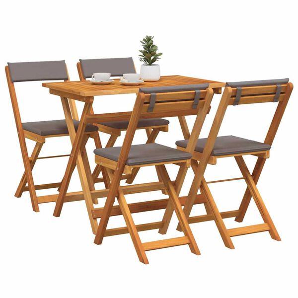 vidaXL Bistrogarnitur mit Kissen 5 pcs Öl-Natur Massivholz Akazie