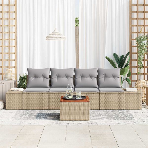 vidaXL Gartensofa-set 5 pcs Beige und Hellgrau Poly-Rattan