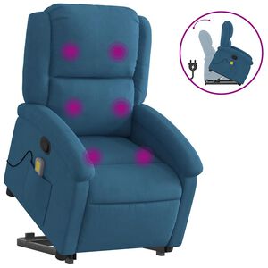 vidaXL Massagesessel mit Aufstehhilfe Blau Samt