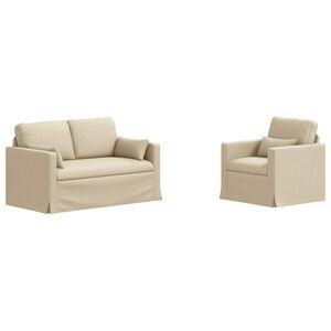vidaXL Sofa 2 pcs Creme