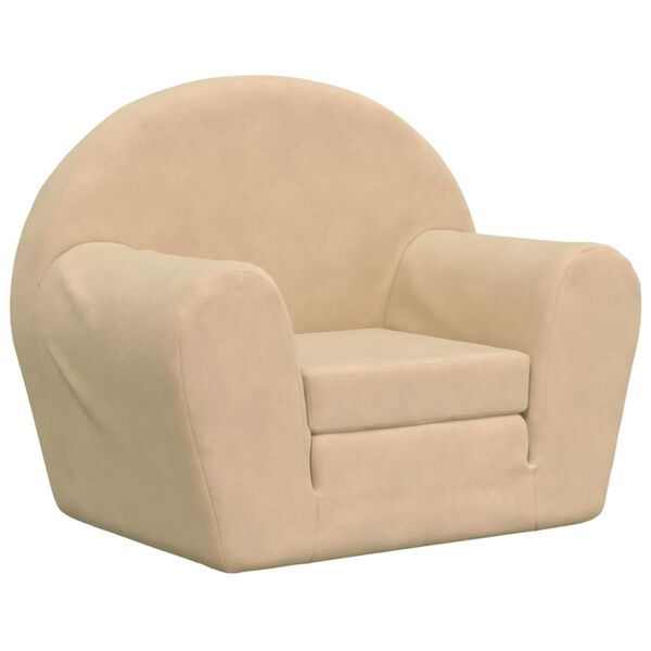 vidaXL Schlafsofa f&uuml;r Kinder Creme Weicher Pl&uuml;sch