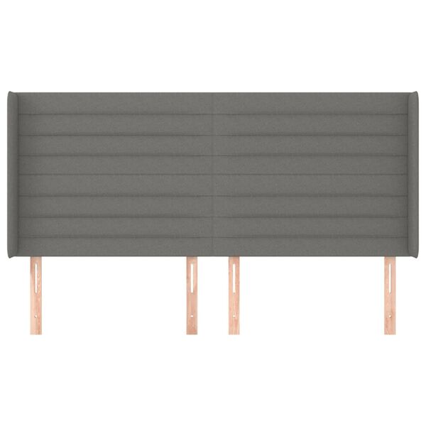 vidaXL Kopfteil mit Ohren Dunkelgrau 163x16x118/128 cm Stoff