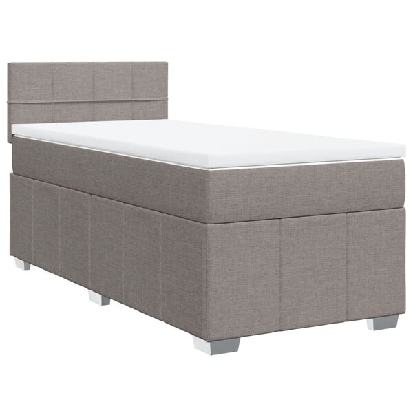 vidaXL Boxspringbett mit Matratze Taupe 90x200 cm Stoff