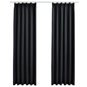 vidaXL Verdunkelungsvorhänge mit Haken 2 Stk. Schwarz 140x175cm