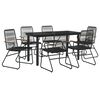 vidaXL 7-tlg. Garten-Essgruppe Schwarz PVC-Rattan