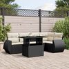 vidaXL 6-tlg. Garten-Sofagarnitur mit Kissen Schwarz Poly Rattan