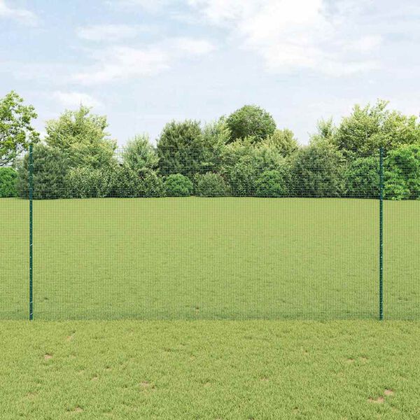 vidaXL Zaun mit Pfosten Gr&uuml;n 1,5 x 25 m Stahl