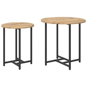 vidaXL Beistelltisch-Set 2 Stk. Artisan Eiche und Schwarz