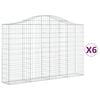 vidaXL Gabionen mit Hochbogen 6 Stk. 200x30x120/140cm Verzinktes Eisen