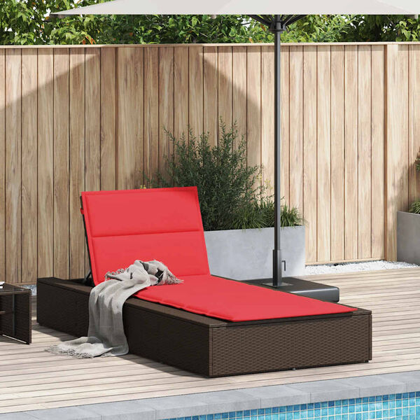 vidaXL Sonnenliege mit schwebender Auflage Braun Poly Rattan