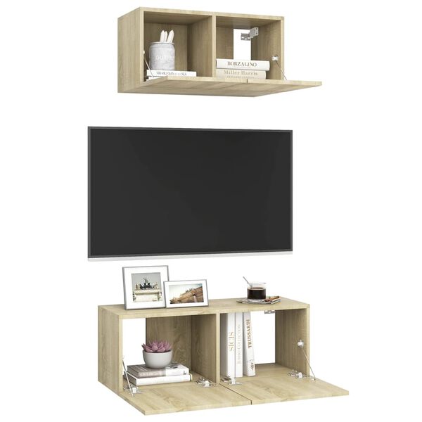 vidaXL 2-tlg. TV-Schrank-Set Sonoma-Eiche Holzwerkstoff