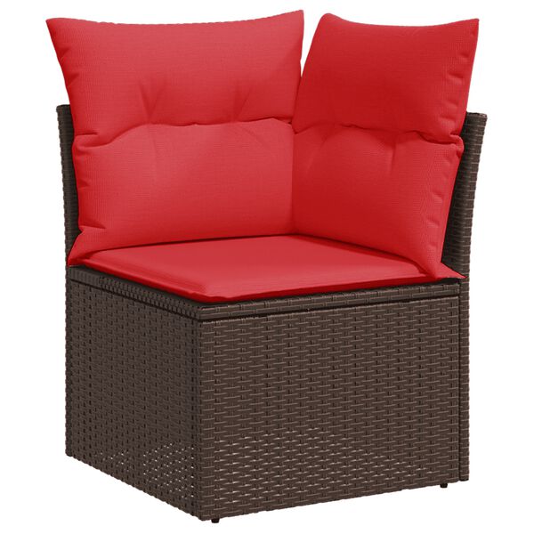 vidaXL 9-tlg. Garten-Sofagarnitur mit Kissen Braun Poly Rattan