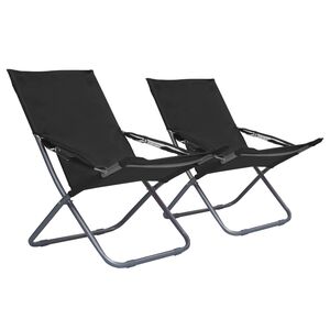 vidaXL Klappbare Strandst&uuml;hle 2 Stk. Stoff Schwarz