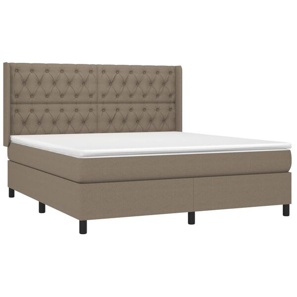 vidaXL Boxspringbett mit Matratze & LED Taupe 160x200 cm Stoff