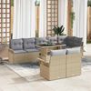 vidaXL Gartensofa-set mit Kissen 9 pcs Beige Poly-Rattan