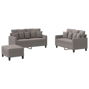 vidaXL 3-tlg. Sofagarnitur mit Kissen Taupe Stoff