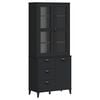 vidaXL Highboard VIKEN Schwarz 80x40x190 cm Massivholz Kiefer